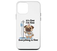 Carcasa para iPhone 12 Mini Divertido Pug Enfermera Humor Estresado RN Cita Amante de los Perros