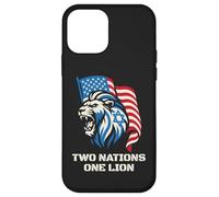 Carcasa para iPhone 12 Mini Dos Naciones Un León - Diseño Patriótico de Estados Unidos Israel