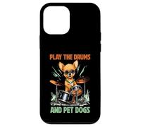 Carcasa para iPhone 12 Mini Drummer Dog Play The Drums Perro Mascota Percusión Tambores Percusión