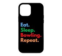 Carcasa para iPhone 12 Mini Eat Sleep Bowling Repeat para Jugadores de Bolos y Amantes de los Bolos