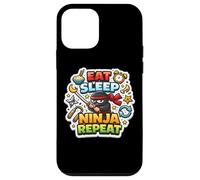 Carcasa para iPhone 12 Mini Eat Sleep Ninja Repite un Divertido Entrenamiento de Artes Marciales para Karate