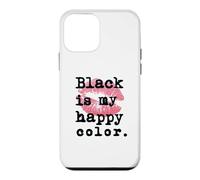 Carcasa para iPhone 12 Mini El Negro es mi Color Feliz con Besos de Labios Rosados
