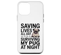 Carcasa para iPhone 12 Mini Enfermera Divertida salvando Vidas Todo el día sobreviviendo a mi Pug por la Noche