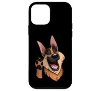 Carcasa para iPhone 12 Mini Feliz GSD Pastor Alemán Dibujos Animados Ondeando Perro