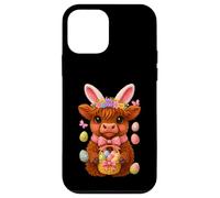Carcasa para iPhone 12 Mini Feliz Pascua Vaca de Las Tierras Altas Heifer Día de Pascua Granjero Vaquera