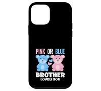 Carcasa para iPhone 12 Mini Fiesta de revelación de género con Texto en inglés Brother Loves You Bear Rosa o Azul