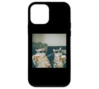 Carcasa para iPhone 12 Mini Foto Retro de Gatos con Cerveza Divertida, Divertida Fiesta de Gatos enfriados con Alcohol
