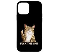 Carcasa para iPhone 12 Mini Fuck This Shit Silly Tabby Cat Middle Finger Cat Meme Adult
