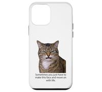 Carcasa para iPhone 12 Mini Funny Angry Annoyed Cat Face Meme Unimpressed Tabby Cat Pun