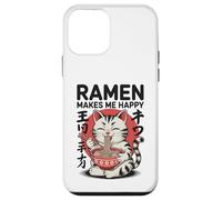 Carcasa para iPhone 12 Mini Funny Cat Ramen «El Ramen me Hace Feliz» Gato de Anime Kawaii