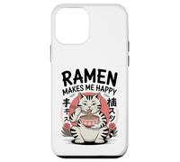 Carcasa para iPhone 12 Mini Funny Cat Ramen «El Ramen me Hace Feliz» Gato de Anime Kawaii