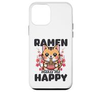 Carcasa para iPhone 12 Mini Funny Cat Ramen «El Ramen me Hace Feliz» Gato de Anime Kawaii