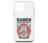 Carcasa para iPhone 12 Mini Funny Cat Ramen «El Ramen me Hace Feliz» Gato de Anime Kawaii