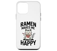 Carcasa para iPhone 12 Mini Funny Cat Ramen «El Ramen me Hace Feliz» Gato de Anime Kawaii