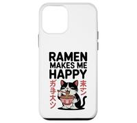 Carcasa para iPhone 12 Mini Funny Cat Ramen «El Ramen me Hace Feliz» Gato de Anime Kawaii