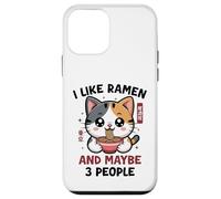 Carcasa para iPhone 12 Mini Funny Cat Ramen «Me Gusta el Ramen y 3 Personas» Kawaii Anime Cat