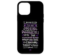 Carcasa para iPhone 12 Mini Funny Saying - I Wanted To Go Jogging But Proverbs 28:1
