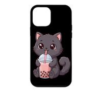 Carcasa para iPhone 12 Mini Gato Bubble Tea Funny Kawaii Bubble Milk Boba Tea Cats