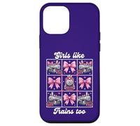 Carcasa para iPhone 12 Mini Girls Like Trains Too Cute Pink Bow Locomotora Coqueta