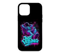 Carcasa para iPhone 12 Mini Gráfico de Astronauta Morado y Verde Azulado Just Vibing para Hombre