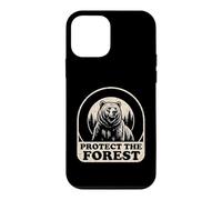Carcasa para iPhone 12 Mini Gráfico Retro de la Naturaleza de un Oso Pardo Llamado Protect The Forest