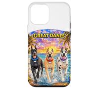Carcasa para iPhone 12 Mini Gran Danés Playa Divertido Verano Cachorro Amante Tropical Puesta