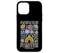 Carcasa para iPhone 12 Mini His Love Endures Forever Salmo 136 1 Verso de la Biblia Cristiano