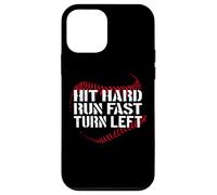 Carcasa para iPhone 12 Mini Hit Hard Run Fast Turn Left Baseball Softball Pun Baseballer