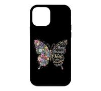 Carcasa para iPhone 12 Mini I Can Do All Things Through Christ Floral Butterfly Faith
