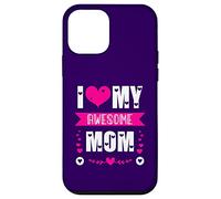 Carcasa para iPhone 12 Mini I Love My Awesome Mom Cute Pink Heart Día de la Madre