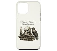 Carcasa para iPhone 12 Mini I Silently Correct Your Grammar Skull Raven Funny Teacher