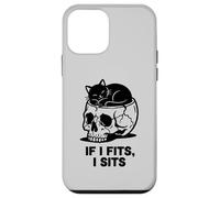 Carcasa para iPhone 12 Mini If I Fits I Sits Cat Skull Funny Gothic Dark Meme Humor 2