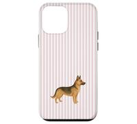 Carcasa para iPhone 12 Mini Ilustración Pastor Alemán Diseño Estético Rayas Rosa