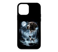 Carcasa para iPhone 12 Mini Inglés Pointer Howling to The Moon Retro 90's Dog
