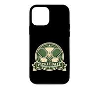 Carcasa para iPhone 12 Mini Insignia Vintage del Club de Palas Cruzadas con Escudo de Pickleball