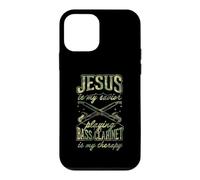 Carcasa para iPhone 12 Mini Jesús es mi Salvador Tocar el Clarinete bajo es mi Terapia