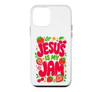 Carcasa para iPhone 12 Mini Jesus is My Jam Cute Christian Strawberry Faith