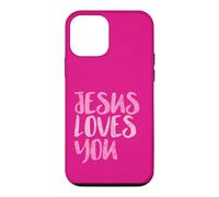 Carcasa para iPhone 12 Mini Jesus Loves You, Mensaje Rosa Desgastado, Cristiano