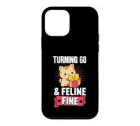 Carcasa para iPhone 12 Mini Juego de Palabras de 60 años y felino Fino para Fiesta de cumpleaños temática de Gatos