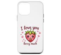 Carcasa para iPhone 12 Mini Juego de Palabras «I Love You Berry Much Cute Heart» con Forma de corazón y Fresa