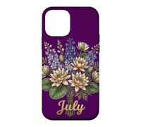 Carcasa para iPhone 12 Mini July Birth Flower Larkspur & Water Lily Cute Floral Birthday