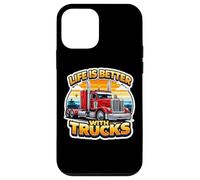 Carcasa para iPhone 12 Mini La Vida es Mejor con Semi Trucks Driver Trucker Truckie Truck