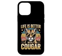 Carcasa para iPhone 12 Mini La Vida es Mejor con una Camisa Cougar Funny Cougars