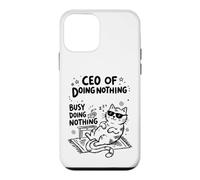 Carcasa para iPhone 12 Mini Lazy Cat CEO de Doing Nothing Funny Feline