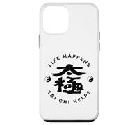 Carcasa para iPhone 12 Mini Life Happens Tai Chi Ayuda a la caligrafía China Ying y Yang