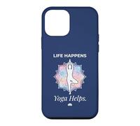 Carcasa para iPhone 12 Mini Life Happens Yoga Meditación Ayuda Bienestar Lotus Pose 4