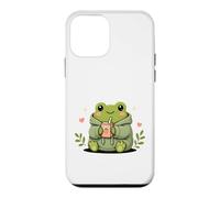 Carcasa para iPhone 12 Mini Linda Rana Kawaii Bebiendo Jugo de Fresa