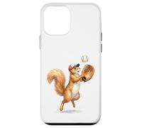 Carcasa para iPhone 12 Mini Lindo Atrapador de Jugador de béisbol de Ardilla, Arte de Acuarela