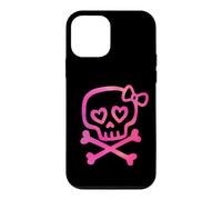 Carcasa para iPhone 12 Mini Lindo Calavera Crossbones Rosa Pirata Chica Estética Doodle