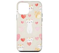 Carcasa para iPhone 12 Mini Lindo diseño de Corazones de Gato Kawaii Love Valentine